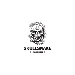 Skull snake logo vector illustration