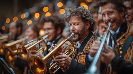 Traditional German Brass Band in Vibrant Performance Showcasing Cultural Richness and Festive Cheer