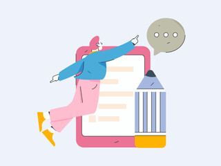 Invite friends to conduct questionnaire flat vector concept operation hand drawn illustration
