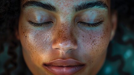 A close-up image of a person's face, with eyes closed and a serene expression, symbolizing inner peace and the harmony between body, mind, and soul.