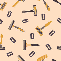 Razor Blade Shaving Seamless Pattern Vector illustration for Print, Wallpaper, Decoration.