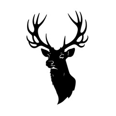 deer head black silhouette vector design logo