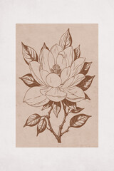 Botanical illustration for printing on wall decorations. Pattern for covers, business cards. Generated by Ai