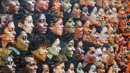 A mosaic of diverse faces celebrating Juneteenth, leaving space for a headline. 