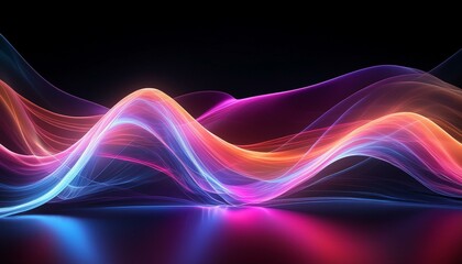 abstract background, wallpaper, Music sound wave,Speaking sound wave, Dynamic light flow, with blurred neon light
