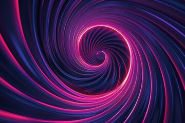 Obraz premium Graphic design art of abstract illusion of spiral with geometric shapes of pink and violet neon lines
