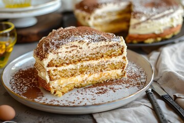 A piece of cake with butter filling.