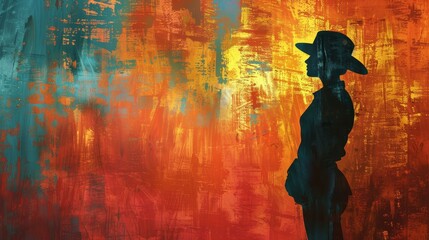 Captivating digital artwork of a female police officer silhouette showcasing public safety and law enforcement in a modern aesthetic.