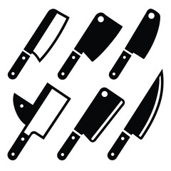 Set of Solid black outline knife icon, chopper vector, cleaver vector design