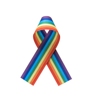 LGBT, LGBTQ,  gay pride month with rainbow ribbon awareness png isolated on transparent background for International Day Against Homophobia, Transphobia and Biphobia