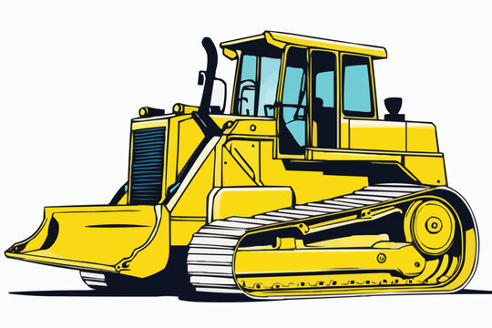 yellow bulldozer construction equipment on white clip art preview