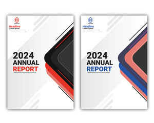 Corporate Elegance Meets Modern Design - Two Variants of Annual Report Cover with Abstract Geometric Shapes and Dynamic Lines
