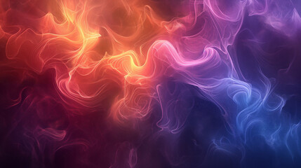 Obraz premium A vibrant and mesmerizing visualization of fluid dynamics based on the Navier-Stokes equations. Swirls of colorful smoke-like fluids intertwine and dance in a chaotic yet harmonious ballet,