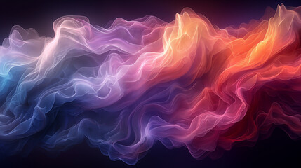 A vibrant and mesmerizing visualization of fluid dynamics based on the Navier-Stokes equations. Swirls of colorful smoke-like fluids intertwine and dance in a chaotic yet harmonious ballet,
