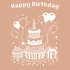 Happy Birthday card design. Generated by Ai