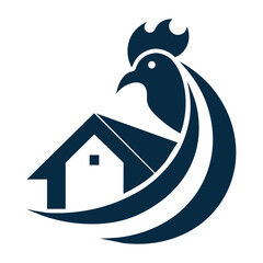 poultry farms rooster logo vector art illustration -on white background