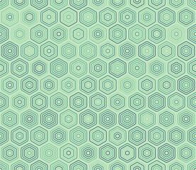 Pattern of geometric shapes. Rounded stacked hexagons mosaic cells. Hexagonal shapes. Multiple tones color palette. Seamless pattern. Tileable vector illustration.