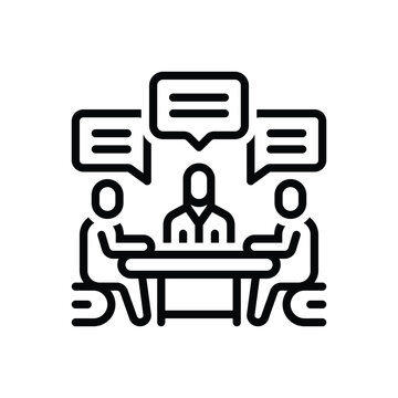 Black line icon for discussion 