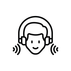 Black line icon for listening 