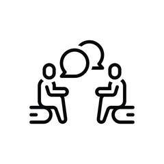Black line icon for talking  