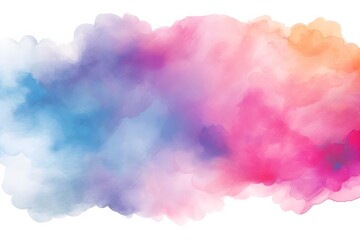 Colorful pastel watercolor cloud, soft and smooth colors blending together, white background, vector illustration style, flat design, high resolution, no shadows on the ground, color blend from light