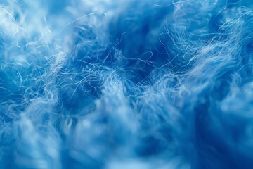 Fototapeta premium Macro shot detail fuzzy blue wool fibers viewed under microscope