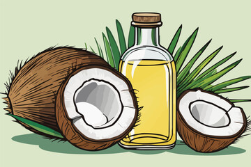 a  coconut oil vector illustration line art use flat vector