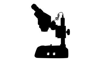 silhouette of science research microscope vector illustration