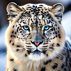 A snow leopard portrait close up hyper detailed