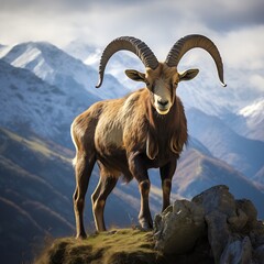 Fototapeta premium Extinct Pyrenean ibex, Basque common name bukardo, in their habitat, environment