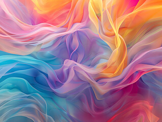 Obraz premium A colorful, flowing piece of fabric with a rainbow pattern