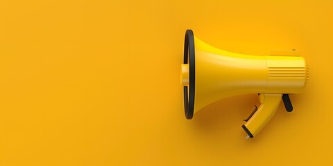 Yellow megaphone on yellow background with copy space, banner design. The concept of the marketing and advertising experience