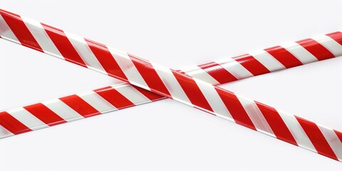 Fototapeta premium Single paper straws with red and white stripes, perfect for parties or celebrations