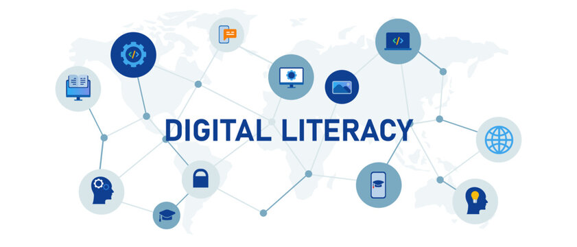 icon digital literacy learn knowledge information internet technology modern