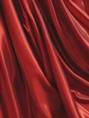 Fototapeta premium Close-up view of smooth, textured red satin fabric
