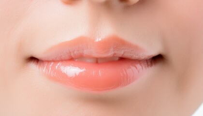 Fototapeta premium アジア人女性の綺麗な口元 リップ Asian woman's beautiful mouth, lips, white skin