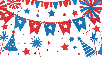 Obraz premium A banner with red, white, and blue stars and a red, white, and blue flag