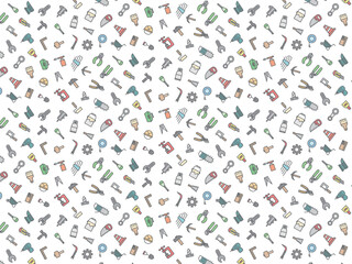 様々な作業道具の壁紙イラスト