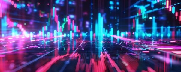 A futuristic digital hologram of a stock market