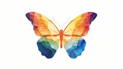 Colorful butterfly on white background, pride month