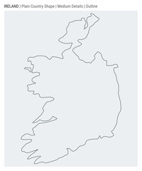 Ireland plain country map. Medium details. Outline style. Shape of Ireland. Vector illustration.