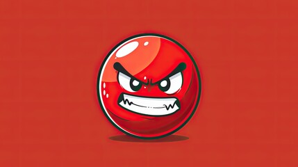 A simple, minimalistic cartoonstyle logo featuring an angry red ball with white teeth and fangs.