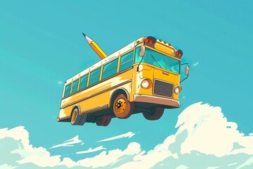 illustration school truck, back to school, back to school
