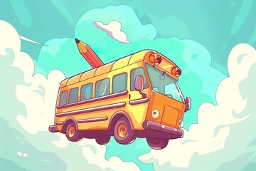 illustration school truck, back to school, back to school