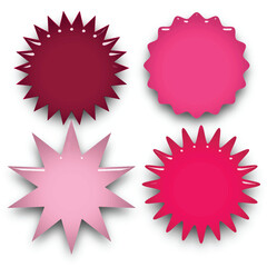 Set of blank multicolor star icons various shape isolated on white background. Vector illustration
