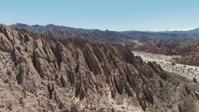 Panoramic view of "quebrada de las flechas" in province of Salta, Argentina.