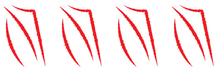 animal Claw scratches mark set. Cat tiger scratches paw shape. isolated on White background