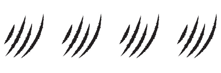 animal Claw scratches mark set. Cat tiger scratches paw shape. isolated on White background