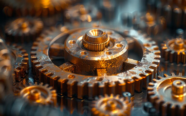 The mechanism of watch close-up. Industrial automatic welding machine.