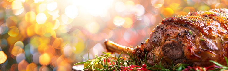 meat in the plate and looking so yummy with bokeh background